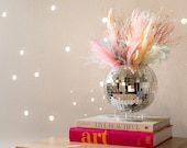 Disco Ball Planter 8 quot with Acrylic Base and Macrame Plant Hanger - for Indoor or Outdoor Plants - Havenstone Home
