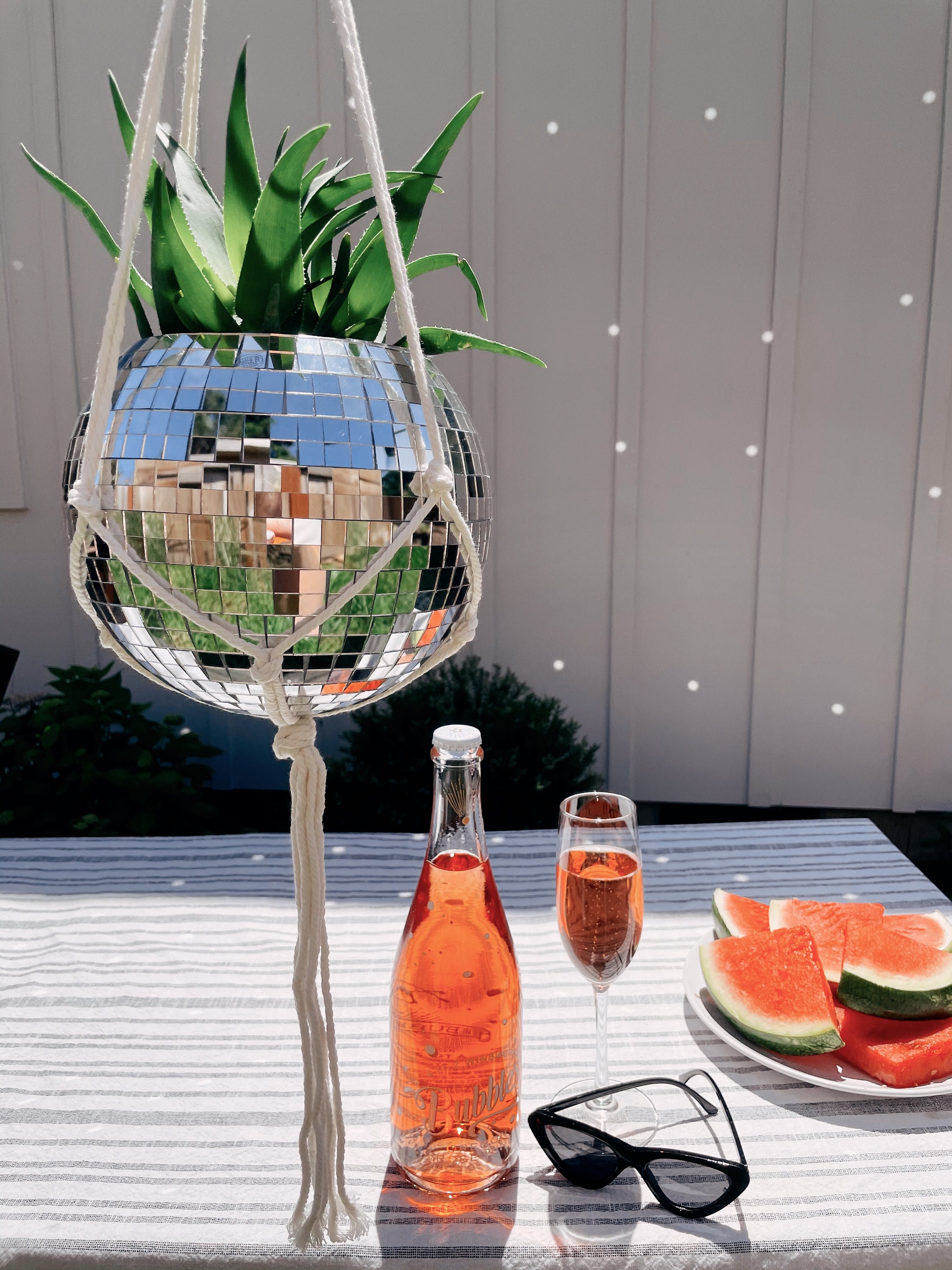 Hanging Disco Ball Planter 8 with Macrame Plant Hanger Etsy