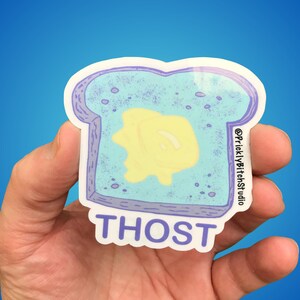 Ghostoast - Adesivo trasparente con retro in carta patinata - Ghost Toast / adesivo cibo divertente / adesivo Halloween