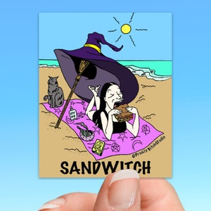 Sticker Sandwitch - zomerheks | Heksensticker | Heksenbezem en -hoed sticker | Halloween-dagboeksticker