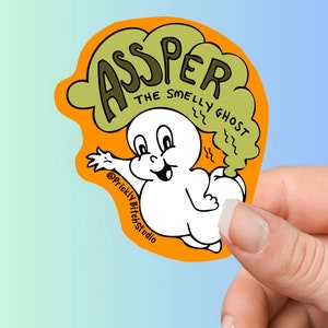 Assper the smelly ghost - Casper the ghost Halloween sticker | Clear color sticker | inappropriate fart joke decal | funny ghost sticker