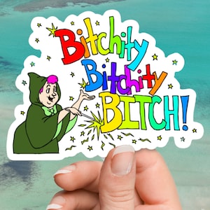 Teefje, teefje, teefje! - Teefsticker | Sticker fee peetmoeder | Regenboog teefsticker | Sticker met vloekwoord | Bibbiti Bobbity Boo-sticker