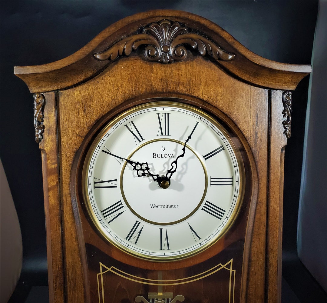 Bulova Quartz Westminster Wall Clock Battery Operated Chimes Etsy