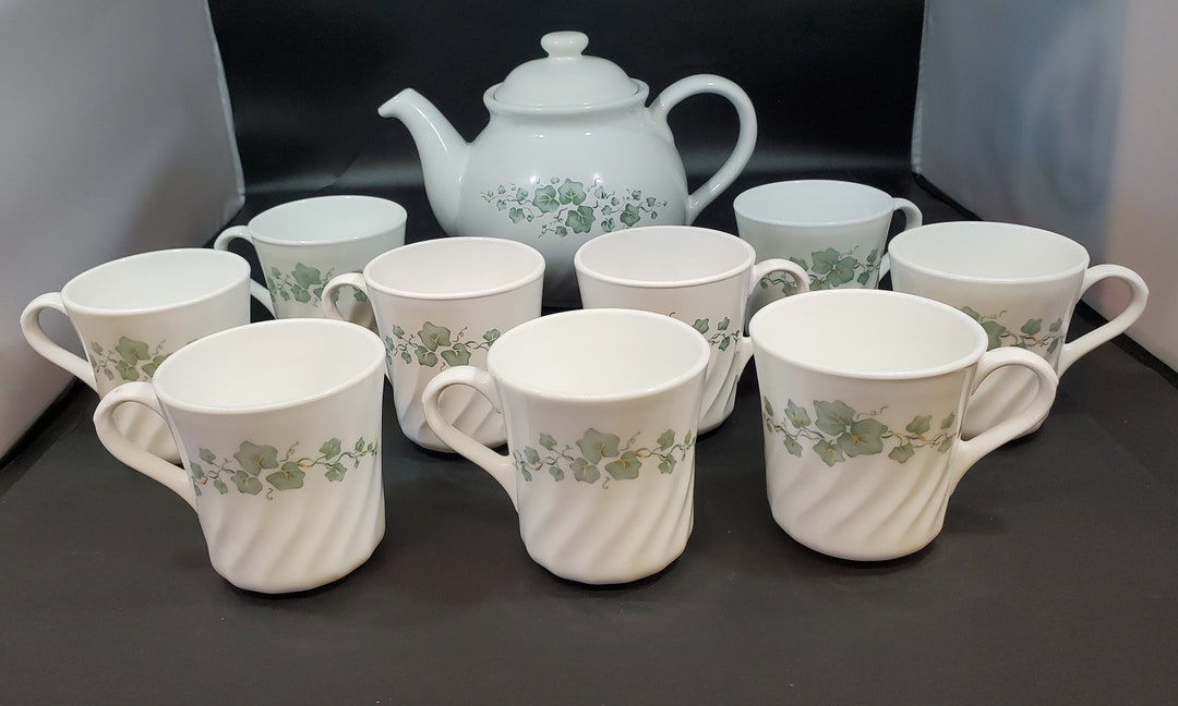 Corelle Coordinates CALLAWAY GREEN IVY Stoneware Tea Pot and 9 Etsy