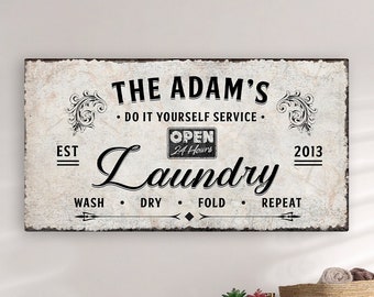 Housewarming Present, Personalized Laundry Sign, Laundry Room Personalized Canvas,Laundry Room Decor, Laundry Room Sign, Custom Portrait