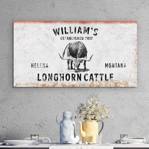 Your Name Ranch Cattle Farmhouse, Living Room Stylish Wall Art, Ranch Portrait With Cows, Rusty Ranch Wall Decor, Christmas Present Idea