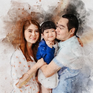 Custom Painting on Canvas - Digital Painting, Canvas Painting, Family Canvas Watercolor Portrait from Photo Personalized Family Gift