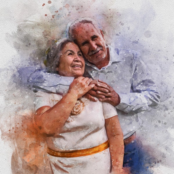 Regalo de aniversario para padres, regalo de 50 aniversario, regalo de boda para abuelos, regalo de acuarela para padres, marco de fotos para aniversario de oro.