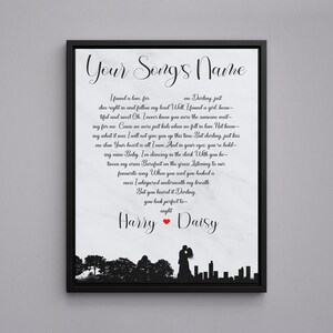 Framed Wedding Song Lyrics, 2nd Anniversary Gift, First Dance Lyrics, Paper Anniversary, Wedding Gift for Couple, Personalized Song Lyrics