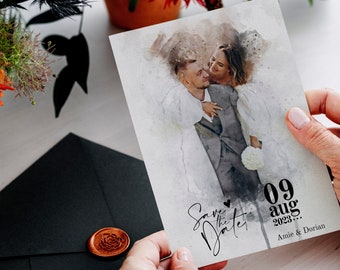 Custom Save the Date Invite Watercolor Printable Invitation Wedding Announcement Save Our Date Card Modern Rustic Wedding Invitation
