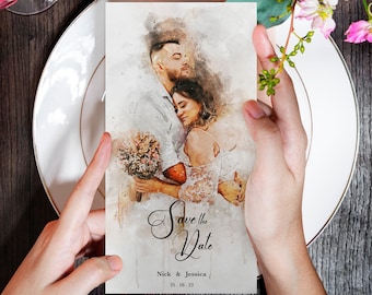 Save Our Date Card Custom Save the Date Watercolor Wedding Invitation Invite Wedding Announcement Modern Rustic Wedding Invitation