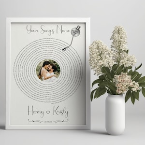 Lyrics Canvas, Gift for Her, Portrait for Loved One, Birthday Gift, Custom Gift, Best Gift Idea, Portrait with Wedding Song, First Dance