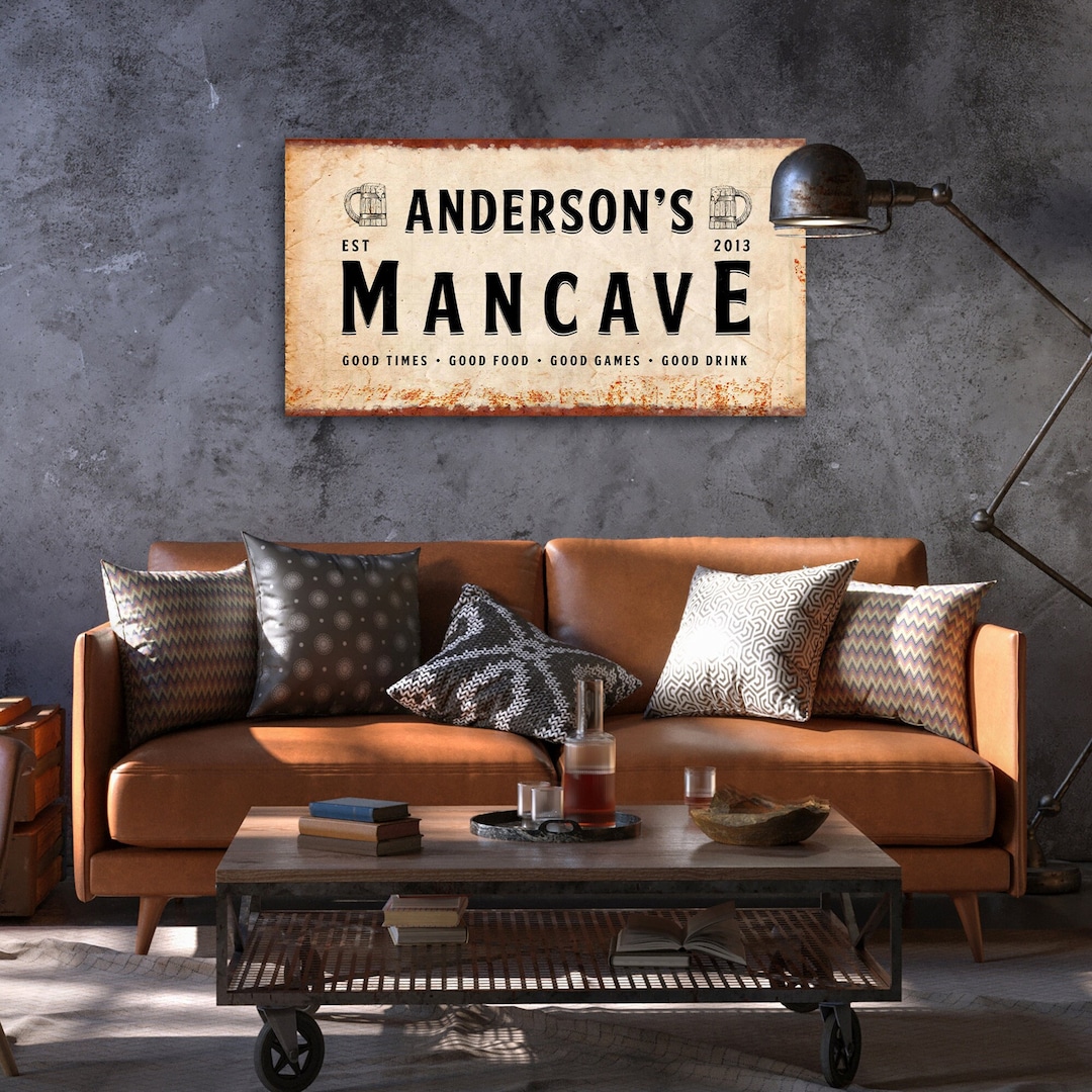 Rusty Man Cave Portrait Custom Portraits Family Established Year Style ...