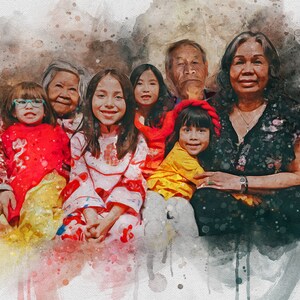 Family Photo Merge Add deceased people Combine multiple photos Add your personalized text Printable Add Wings and Halo Watercolor imagem 2