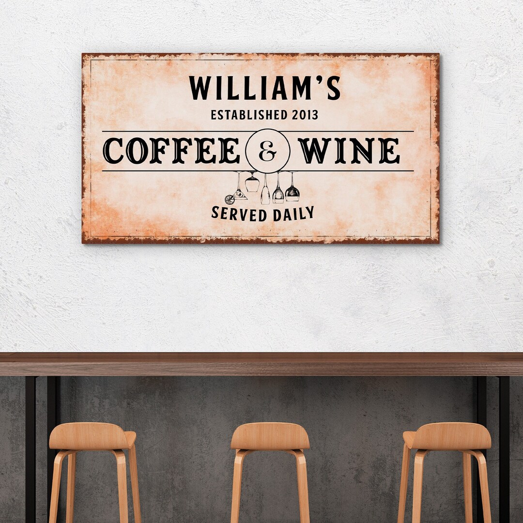 Gift for Home Bar Wine Sign, Estimated Year Portrait Prints Wall Art