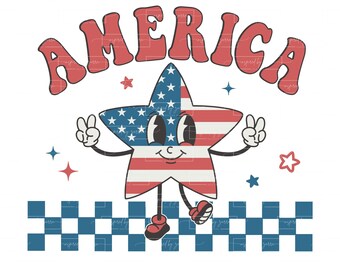 America | Retro 4th of July | Fourth of July | Patriotic | Retro Star Smiley | Independence Day | SVG | PNG | Instant Download