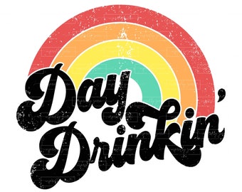 Day Drinkin' Retro Rainbow Graphic (SVG, PNG, EPS)