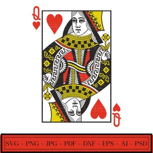 Reina de corazones / Queen Playing Card / Vintage / Retro / Alicer in Wonderland / Red Queen / Poker / Cards / Svg Png Eps / Instant Download