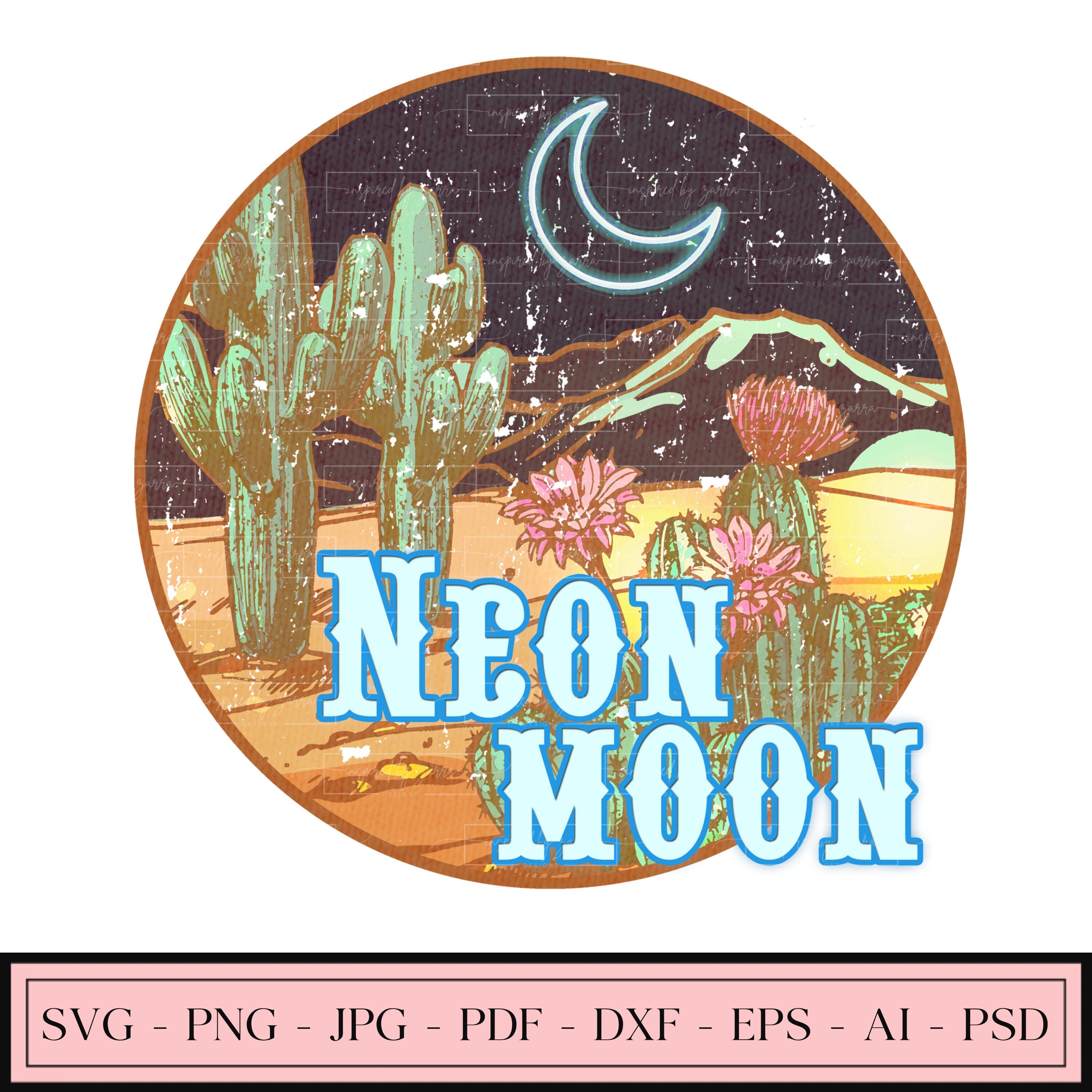 Neon Moon Svg Neon Moon Png Retro Sublimation Western Etsy