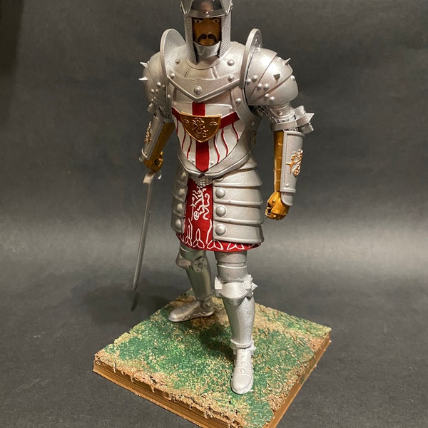 Statue of paladin armor one handed fight position inspired Gothic 2 game