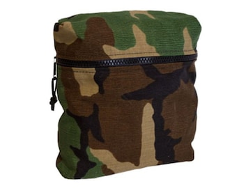 U.S. G.I. Woodland Camo Zip-Top Satchel – Classic Military MOLLE pouch