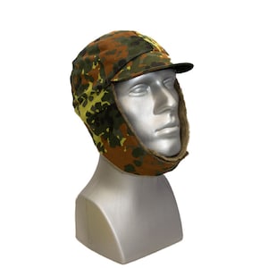 German Flecktarn Winter Hat – Insulated Military Cap with Ear Flaps