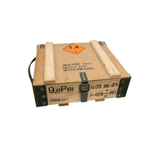 Polish Military Ammo Box – Heavy-Duty Wooden Storage Crate with Handle