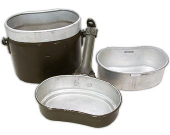 Swiss Army Mess Kit – 3‑Piece Aluminum Cooking Set