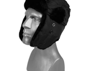 Mudd Black Aviator Trapper Fux Houndstooth Earmuff Buckle  display picture 1