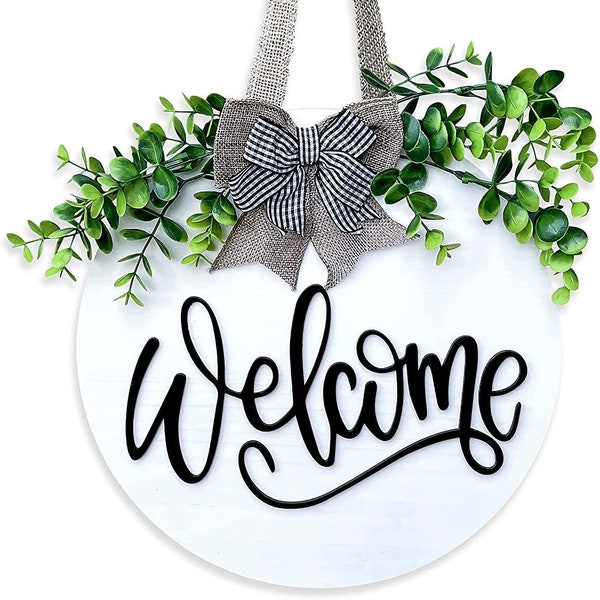 Stock clearance sale Welcome Sign For Front Door Decor- Front Porch Decor_ Farmhouse welcome wreaths for front door sign - 12 x 12 inch