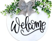 Sale Sale Welcome Sign For Front Door Decor- Front Porch Decor_ Farmhouse welcome wreaths for front door sign - 12 x 12 inch