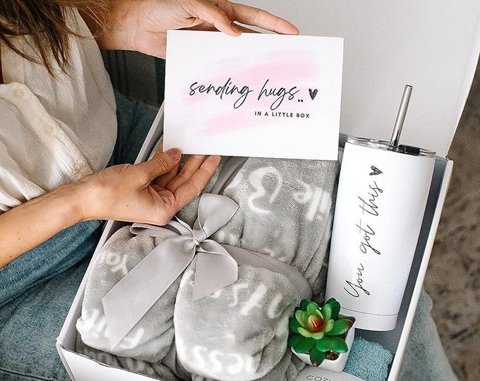 Get well gift basket with hand written notes - Cancer Care Package - chemo- dialysis gift for Women -affirmation blanket- healing blanket