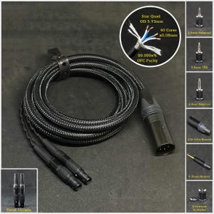 Cable for Focal Utopia - Custom Length - Custom Terminals 4-Pin XLR Balanced/2.5mm/4.4mm/3.5mm/6.3mm/RCA/3Pin XLR and more