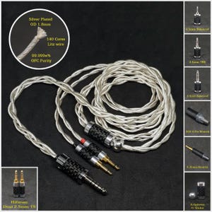Cable for Monoprice M1060/M565 - OFC Silver Plated Copper- Custom Length - Custom connectors 4-Pin XLR Balanced/2.5mm/4.4mm/3.5mm/6.3mm