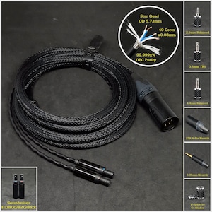 Kabel för Sennheiser HD8XX/HD800/HD820 - Anpassad längd - Anpassade kontakter 4-pin XLR Balanserad/2,5 mm/4,4 mm/3,5 mm/6,3 mm/RCA/3-pin XLR med mera