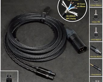 Cable for Sennheiser HD8XX/HD800/HD820 - Custom Length - Custom connectors 4-Pin XLR Balanced/2.5mm/4.4mm/3.5mm/6.3mm/RCA/3Pin XLR and more