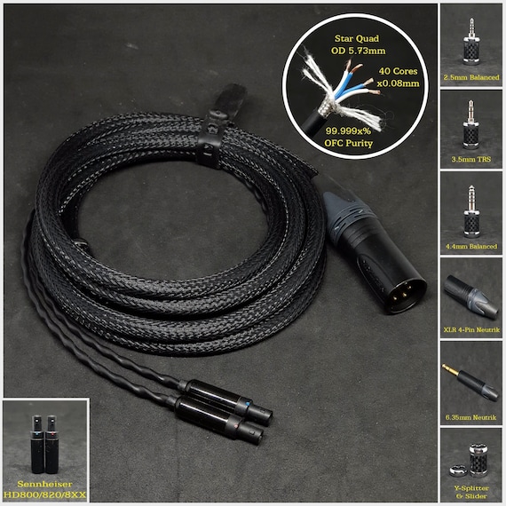 sennheiser hd800 6.3mm端子ケーブル＋4.4バランスケーブル Sennheiser HD8XX/HD800/HD820用ケーブル - カスタム長さ - カスタム