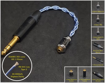 2.5mm Balanced Adapter Cable - Convert to 3.5mm/6.35mm(1/4") Single Ended - 4Pin XLR/4.4mm Balanced - 20AWG Silver Plated Copper 7N OCC