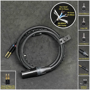 Cable for Focal Elex/Stellia/Celestee - Dual 3.5mm TS - Custom Length - Custom Jack 2.5mm/3.5mm/4.4mm/6.3mm and 4-Pin XLR Balanced