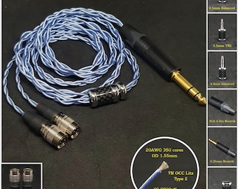 Cable for Mr. Speakers/Dan Clark Audio Silver Plated Copper—Custom Length — Custom connectors 2.5mm/4.4mm/3.5mm/6.3mm and 4-Pin XLR Balanced