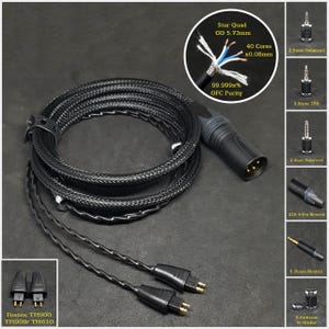 Cable for Fostex TH-900 MKII/ TH909/ TH610/ TRX00 - Custom Length - Custom Terminals Connect 2.5mm/3.5mm/4.4mm/6.3mm and 4-Pin XLR Balanced
