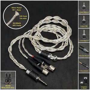Cable for Audeze LCD2/3/4/X OFC Silver Plated Copper - Custom Length - Custom connectors 4-Pin XLR Balanced/2.5mm/4.4mm/3.5mm/6.3mm