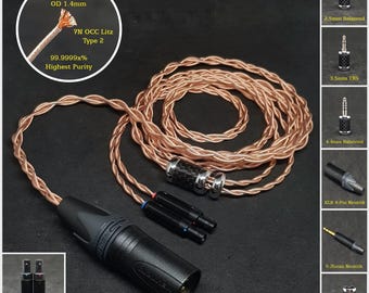 Cable for Sens HD8XX/800/820 22AWG 7NOCC Litz Pure Copper - Custom Length - Custom connectors 4-Pin XLR Balanced/2.5mm/4.4mm/3.5mm/6.3mm