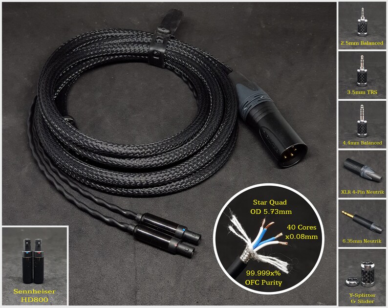 Cable for Sennheiser HD8XX/HD800/HD820  Custom Length  image 1