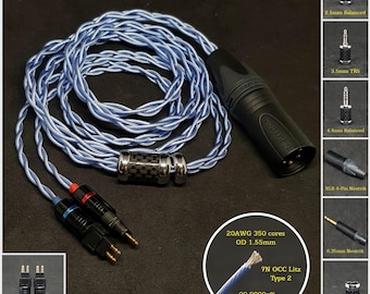 Cable for Sennheiser HD6XX/600/650 Silver Plated Copper 7N —Custom Length — Custom connectors 2.5mm/4.4mm/3.5mm/6.3mm and 4-Pin XLR Balanced