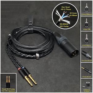 Cable for Bayer Dynamic T1/T5/Amiron/Aventho - Custom Length - Custom connectors 4-Pin XLR Balanced/2.5mm/4.4mm/3.5mm/6.3mm