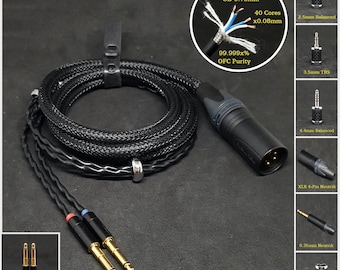 Cable for Bayer Dynamic T1/T5/Amiron/Aventho - Custom Length - Custom connectors 4-Pin XLR Balanced/2.5mm/4.4mm/3.5mm/6.3mm