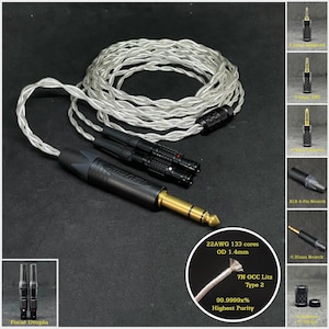 Cable for Focal Utopia - 22AWG 7NOCC Silver Plated Copper - Custom Length - Custom Jack 2.5mm/3.5mm/4.4mm/6.3mm and 4-Pin XLR Balanced