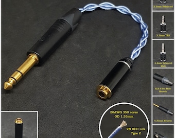 4.4mm Balanced Adapter Cable - Convert to 3.5mm/6.35mm(1/4") Single Ended - 4Pin XLR/2.5mm Balanced - 20AWG Silver Plated Copper 7N OCC
