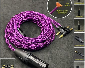 Cable for Austrian Composer Violet 7NOCC 19AWG Copper - Custom Length - Custom connectors 2.5mm/4.4mm/3.5mm/6.3mm and 4-Pin XLR Balanced